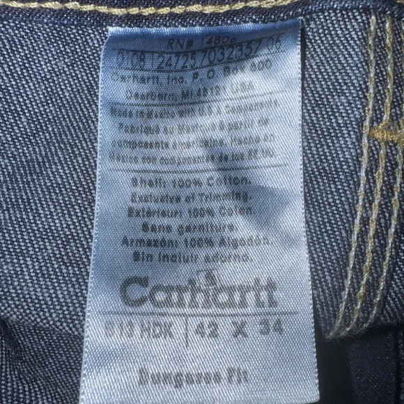 Carhartt Men's 42x34 Loose Original Fit Dungaree Demin Pant B13 HDK Jeans NWOT - Picture 11 of 13